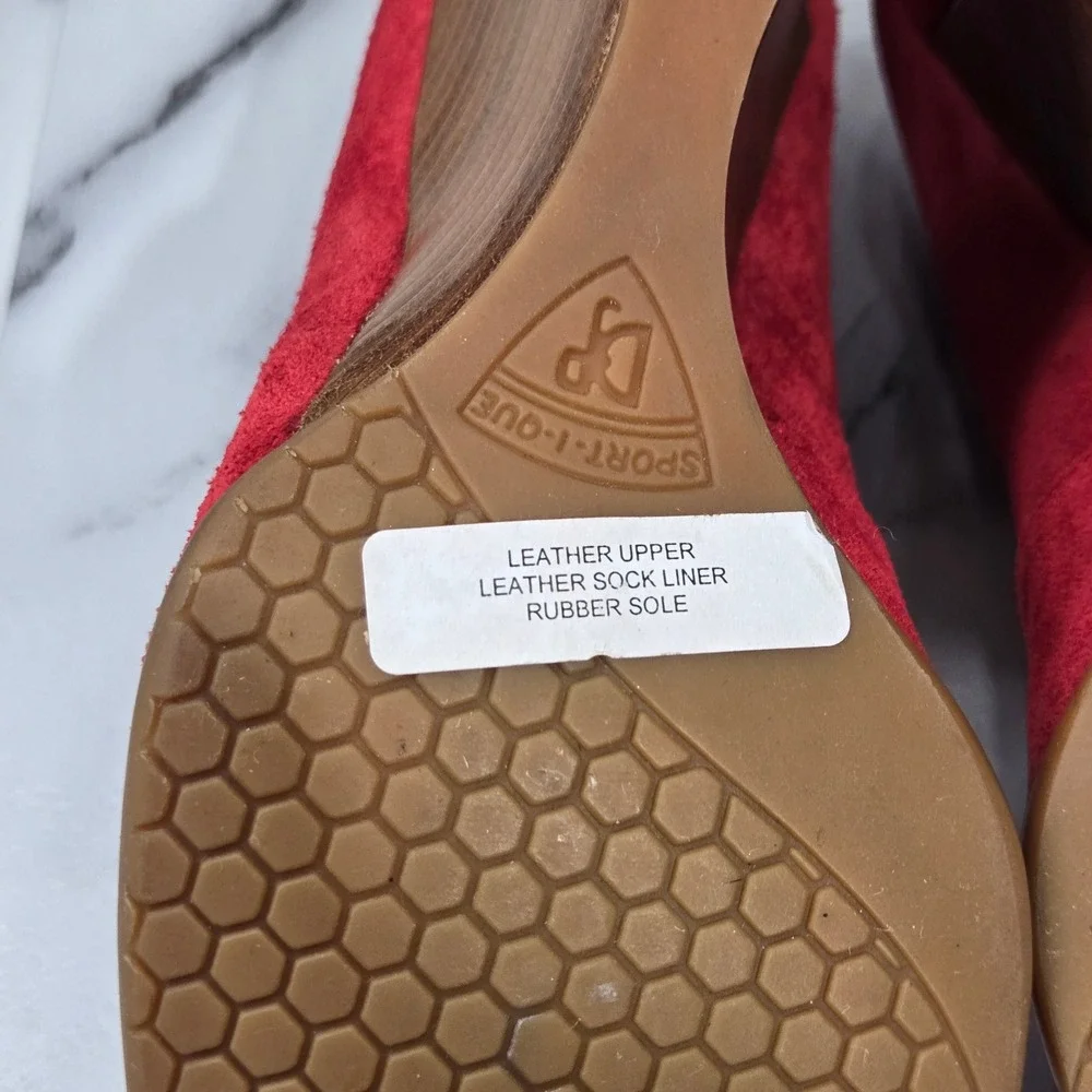 Donald J Pliner Heather Pumps Womens 7.5 Tomato Red Suede Covered Wedge Heels